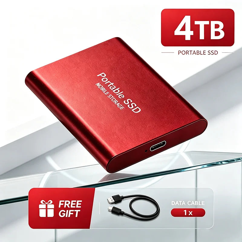 1TB Portable SSD 2TB External Hard Drive USB 3.1 High Speed Mobile Data Storage for Laptop Mac PC Compact Durable Use