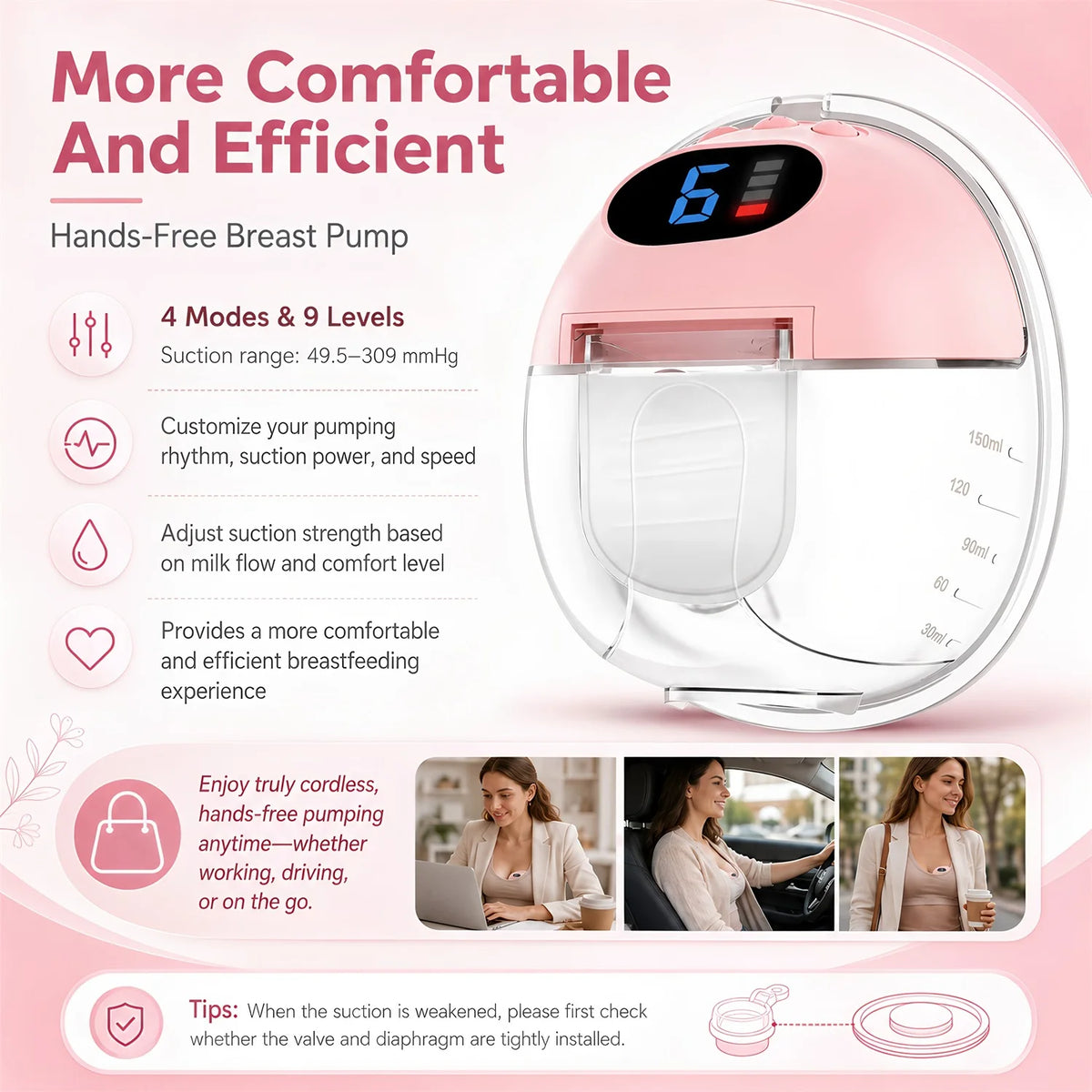Electric Breast Pump Portable Smart Suction Breast Pump Milk Postpartum Fortable BreastPump Mother and Baby Supplies