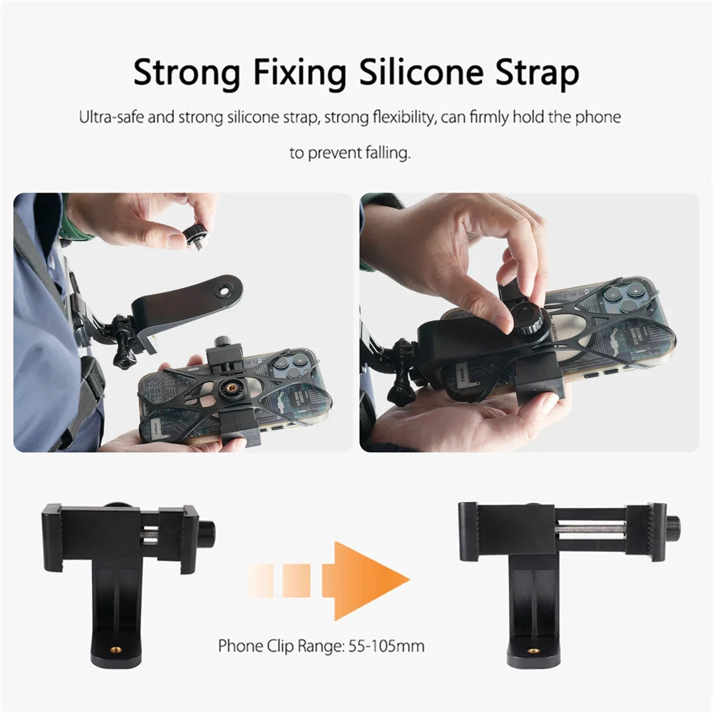 Camera Phone Chest Mount Laptop Harness Phone Holder Strap Clip POV Holder for iPhone 17 16 Android Gopro 12 Camera Smartphone Photography Kits