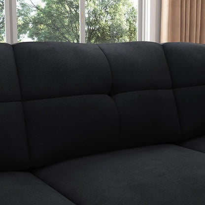 Convertible Sectional Sofa L Shaped Couch,Velvet Black, Custom