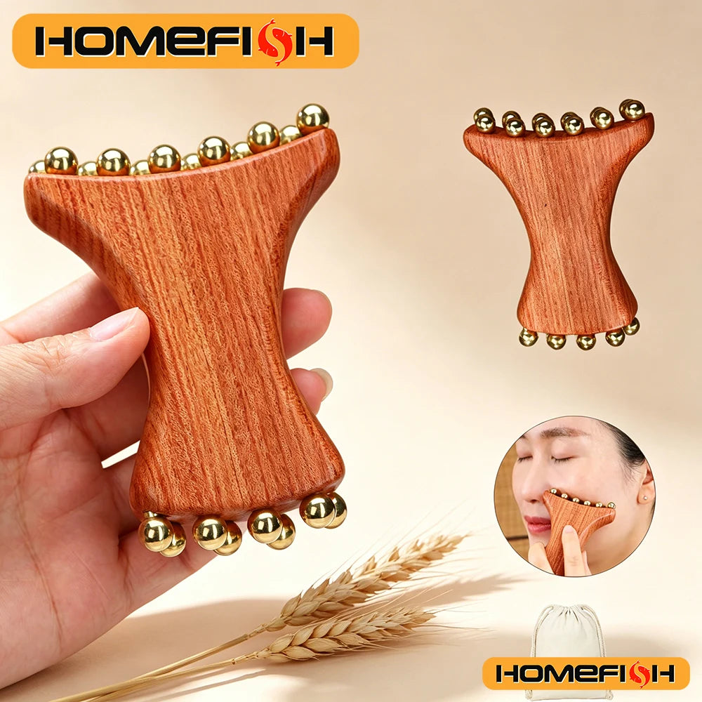 Brass Gold Bead Facial Dredge Tool, Nasolabial Folds, Apple Muscle, Jawline Beauty Massage Device