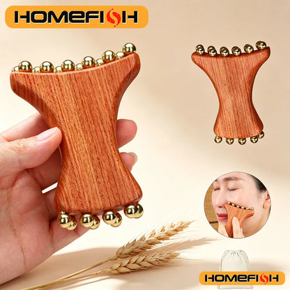 Brass Gold Bead Facial Dredge Tool, Nasolabial Folds, Apple Muscle, Jawline Beauty Massage Device