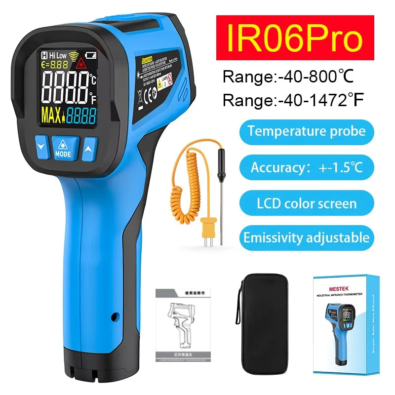 -50 to 800 Degree Mestek Digital Infrared Thermometer Laser Temperature Meter Non-contact Pyrometer Hygrometer IR Thermometer