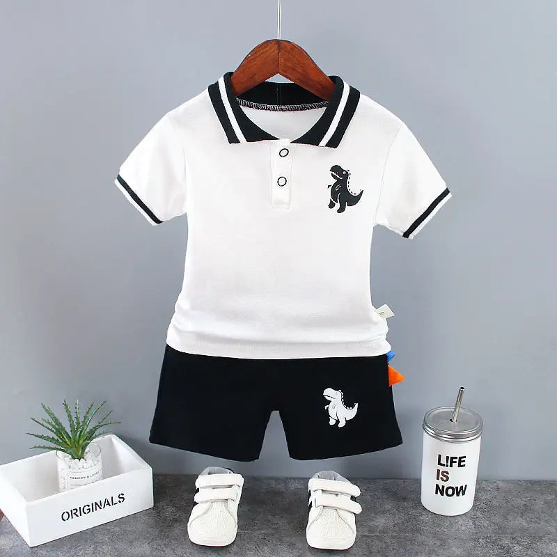 Baby Boy Summer Clothes Sets Korean Fashion Turn-down Collar T-shirts Tops and Shorts Two Piece Infant Outfits Kids Tracksuits