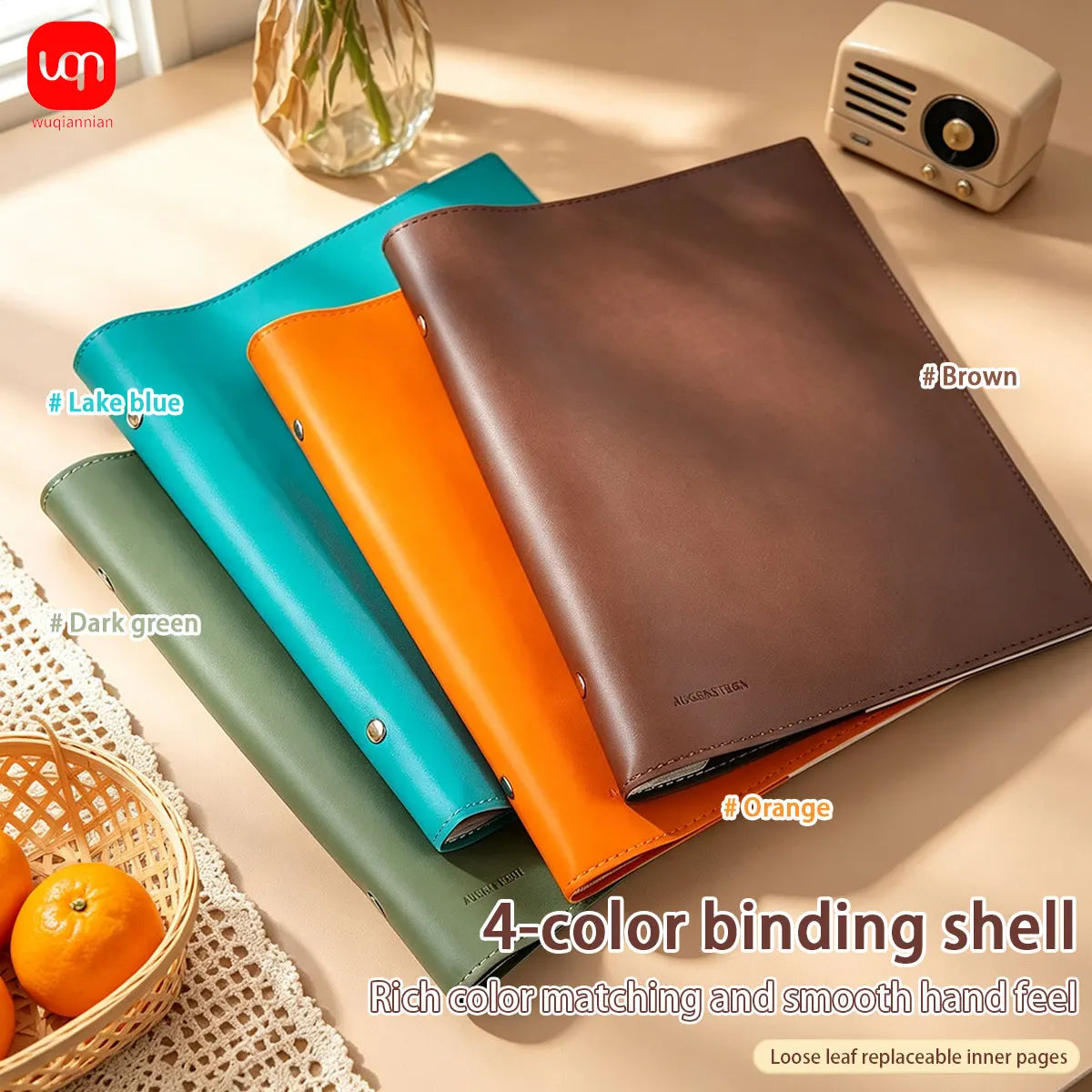 PU Leather Loose-Leaf Notebook A5 Size Waterproof Soft Leather Cover Diary Removable Pages Notebook for Office  School Supplies