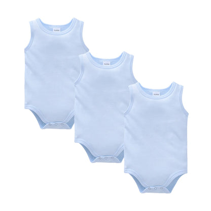 Kavkas 3 Pcs Summer Unisex Baby Vest Bodysuit 100% Cotton Sleeveless Newborn Solid Clothes 0-24 Months Clothing