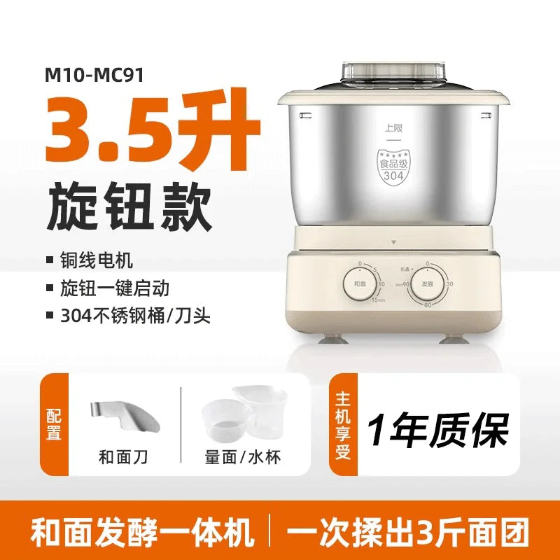 Small Automatic Dough Mixer - Home Chef Machine, 304 Stainless Steel for Kneading, Fermenting & Mixing Dough