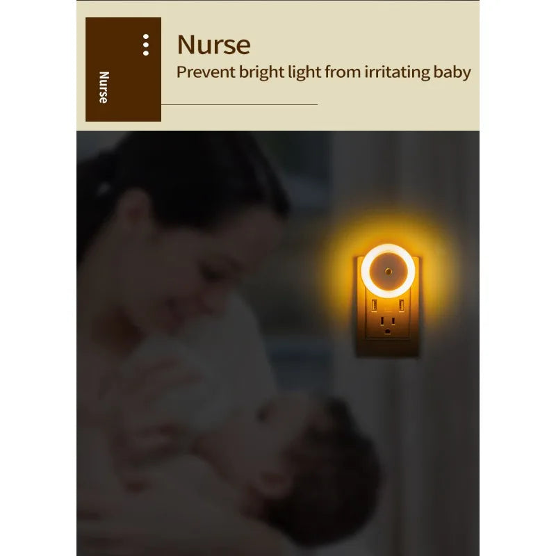 Intelligent Motion Sensor Night Light Auto On/Off Wireless Night Light LED Plug-in Wall Lamp Bedroom Bedside Lamp Home Lighting