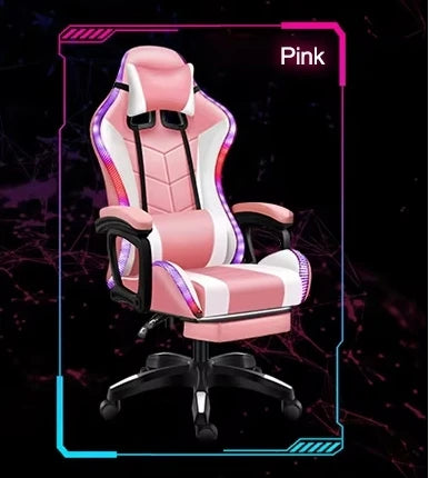 Computer PC Game Chair Gaming Pu Leather Silla Gamer Massage Racing Gaming Chair with Lights and Speakers