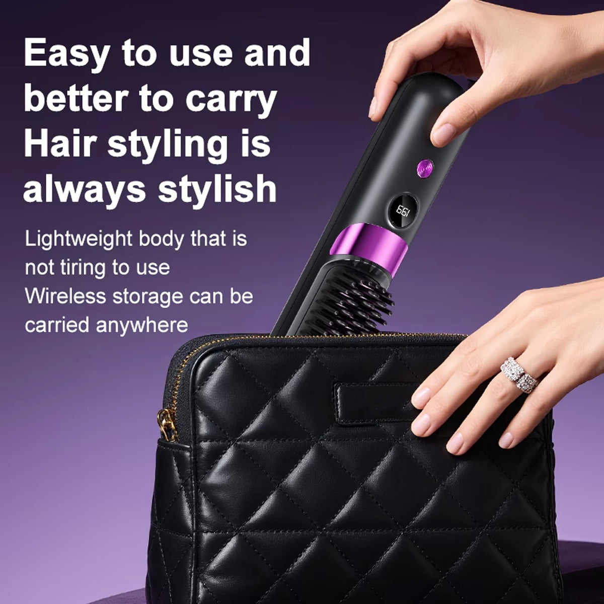 Portable Hair Straightener Brush USB Charging Cordless Hot Comb Ceramic Coating Ionic Anti Frizz Styling Tool