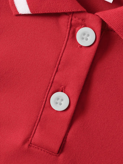 Vintage Red Sleeveless Polo Collar Dress - Heart Accent Pleated Skirt Girls Sweet Preppy Style Outfit