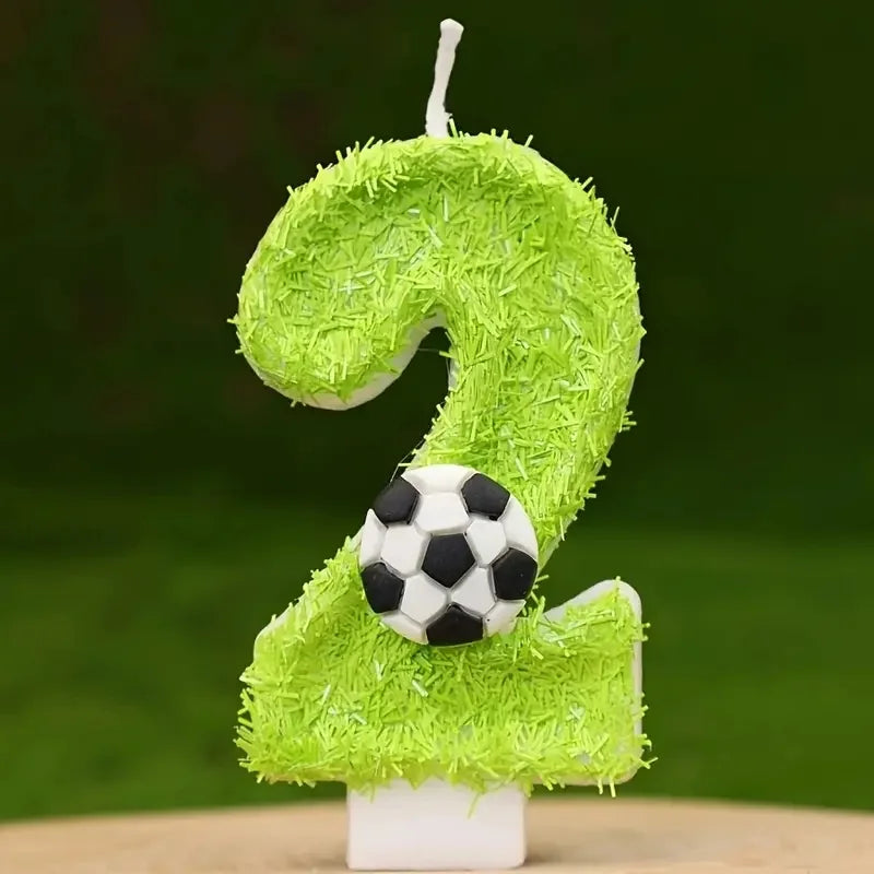 New 0-9 Number Birthday Candles Original Green Silk Football Birthday Cake Digital Party Anniversary Candle