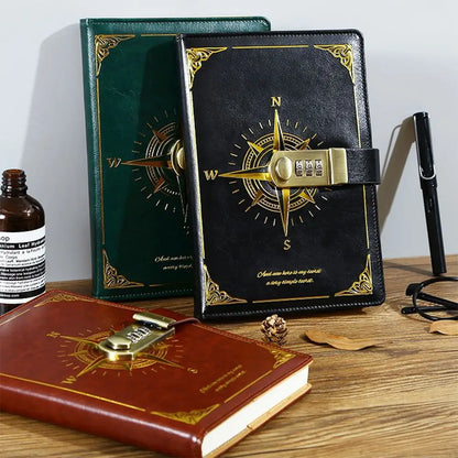 New 200 Sheets A5 Notebook Retro Password Book With Lock Thickened Creative Diary Book Students Notepad Stationery