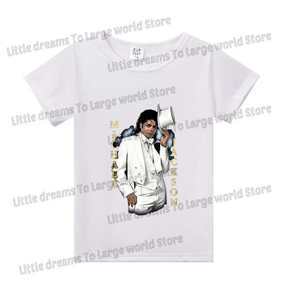 Michael Jackson T-shirt Children Clothing Singer Printed Cotton Tops Boy Girl MJ Summer Tee Shirts Casual Clothes Birthday Gift