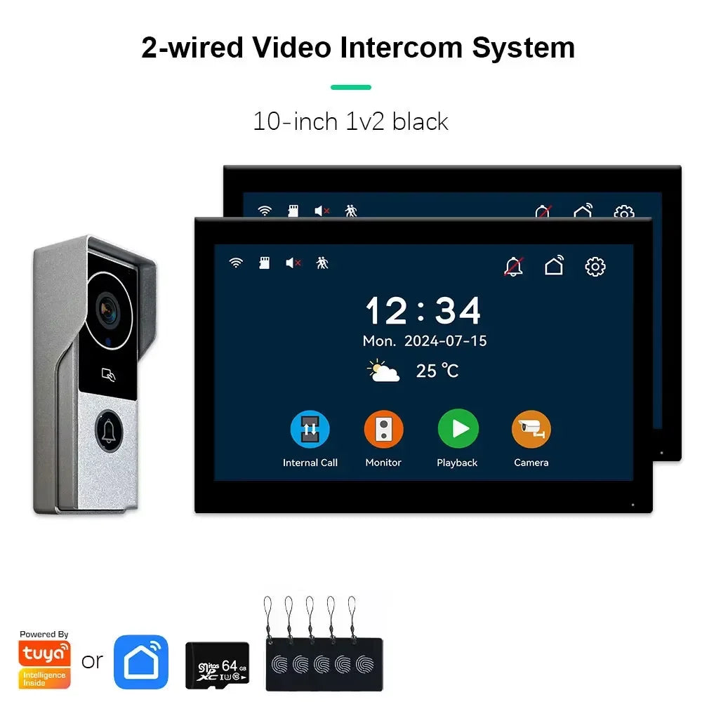 ANJIELO 2‑Wire Video Intercom Doorbell System 1080P Visiophone for Home Metal Door Phone,Support IP Camera,Tuya Smart Security V