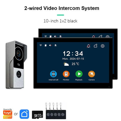 ANJIELO 2‑Wire Video Intercom Doorbell System 1080P Visiophone for Home Metal Door Phone,Support IP Camera,Tuya Smart Security V