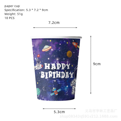 Planet Astronaut Birthday Party Decoration Paper Cup Plate Napkin Balloon Tablecloth  For Kids Baby Shower Party Supplies Gifts