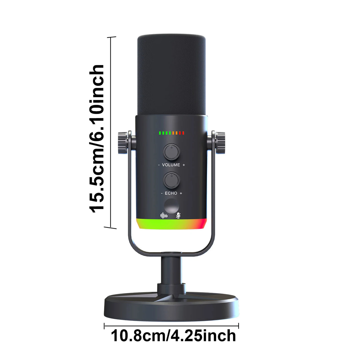 Dynamic Gaming Microphone, XLR/USB Mic Streaming, AI Noise Cancellation, Controlable RGB, Tap Mute, Volume Control