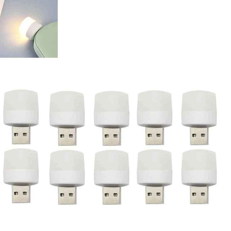 USB Night Light Mini LED Night Light USB Plug Lamp Power Bank Charging USB Book Lights Small Round Reading