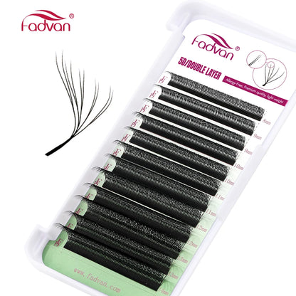 FADVAN 3D/4D/5D W Shaped Double Tips Eyelashes Extensions Natural Softlight Volume Fanning Lashes 0.07 Curl C D Black Eyelashes