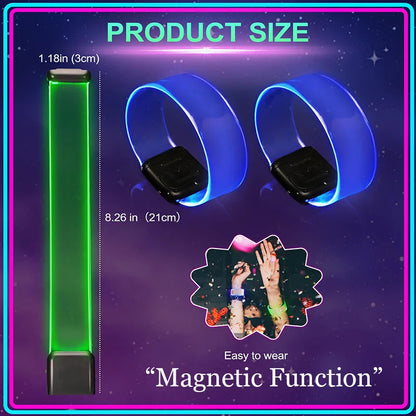 6-60Pcs LED Bracelets for Party Glow in The Dark Flashing Wristband 3 Modes Adjustable Light Up Armband for Wedding Party Favors
