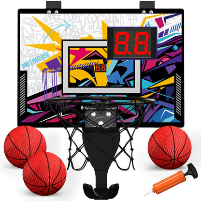 Indoor Outdoor Basketball Hoop for Kids, Mini Hoop with Scoreboard & 3 Balls, Basketball Toys Gifts for 3+ Year Old Boys Girls