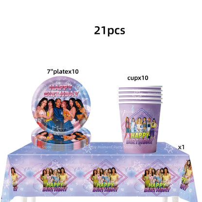 Kpop Katseye Party Decoration Tableware Tablecloth Cup Plate Napkin Sticker Bags Balloons Baby Shower Kpop Party Favors Supplies