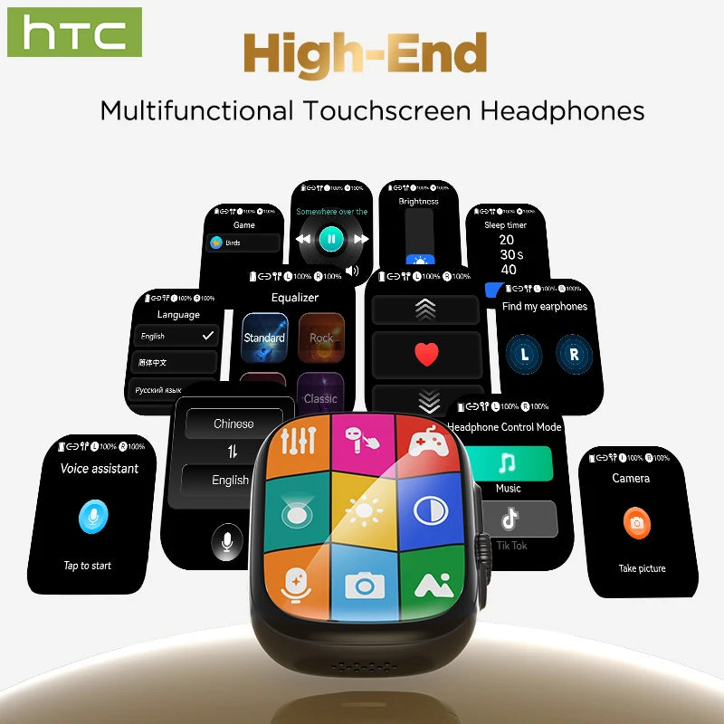 Bluetooth Earphones HTC NE72 AI Translation Auriculares Traductor Deidioma 2026, Sports Comfort Fit Earbuds with Surround Sound