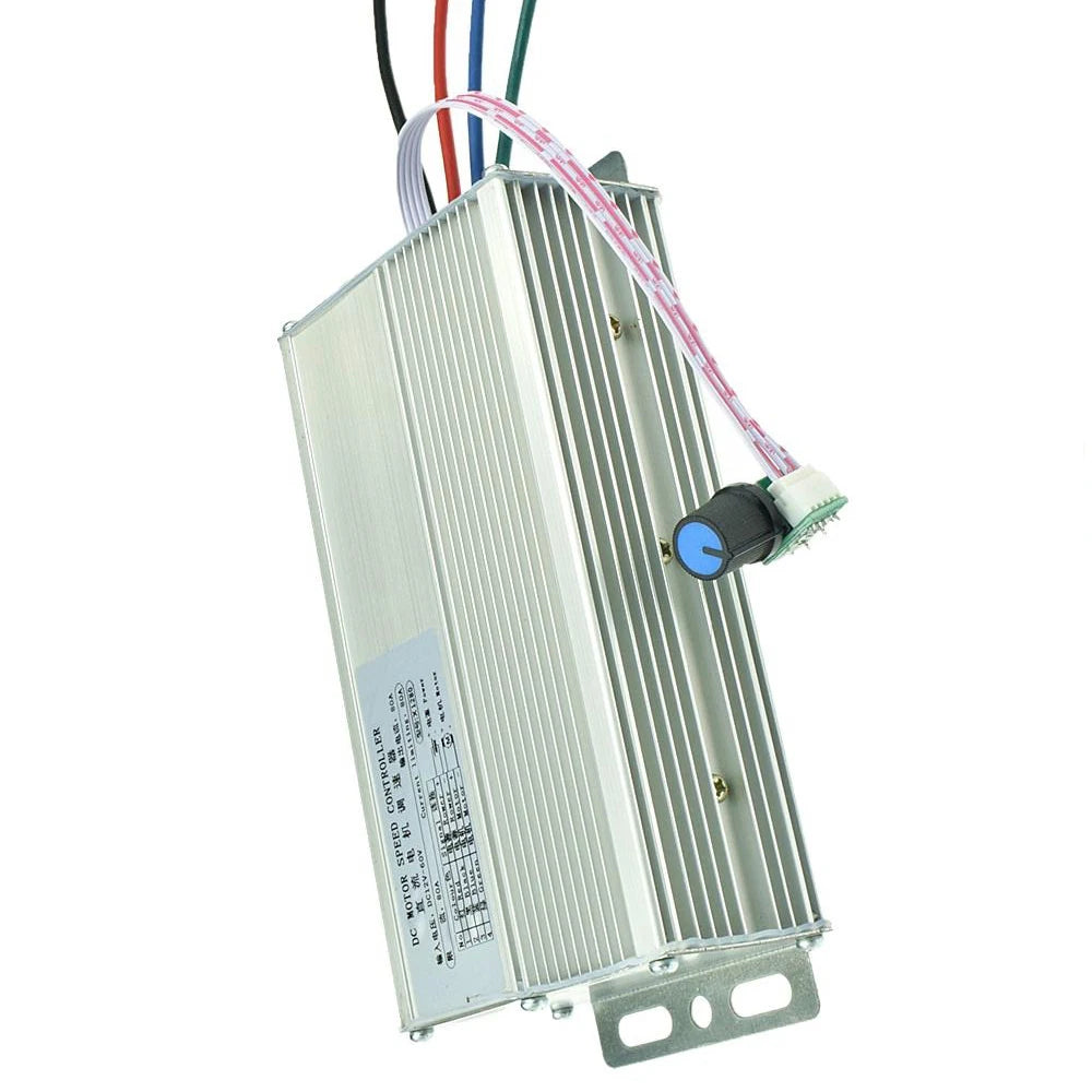 DC12-60V Motor Speed Controller 80A 0-100% Speed Range PWM Motor Governor Brush Motor Regulating Controller with Potentiometer