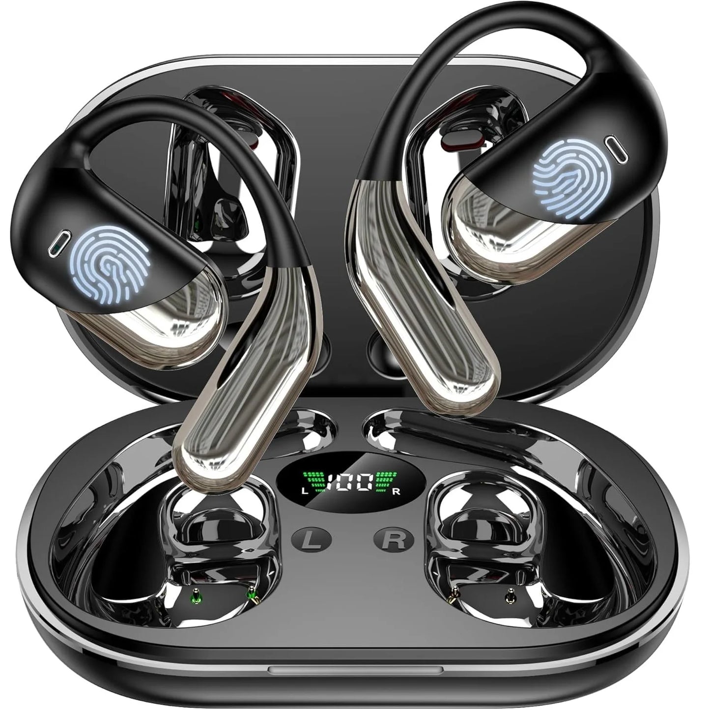 144 Languages AI Translation Earbuds,Bluetooth 6.1 Headphones Translator,Smart Mode Touch Screen Real-Time Earphones Fit Work