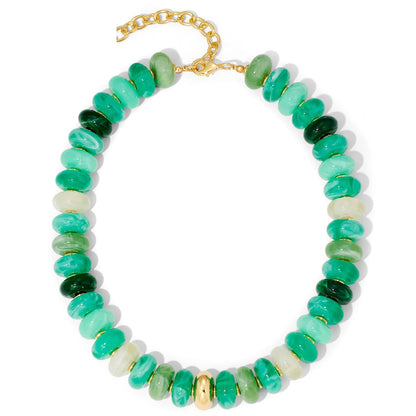 Chunky Colorful Beaded Choker Necklace Women Summer Trendy Round Resin Beads Chain Necklaces Statement Jewelry Gift for Vacation