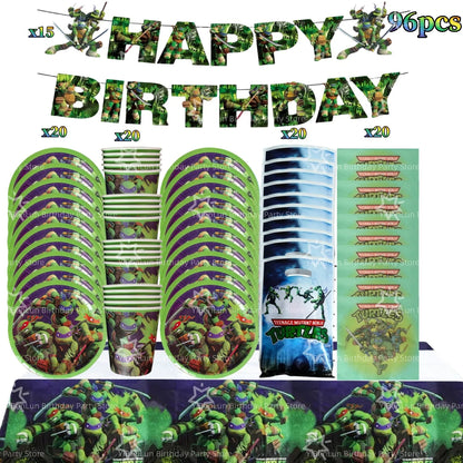 Cartoon Turtles Birthday Party Decorations Tableware Tablecloth Cup Plate Bag Napkins Balloon Baby Shower Turtles Party Favors