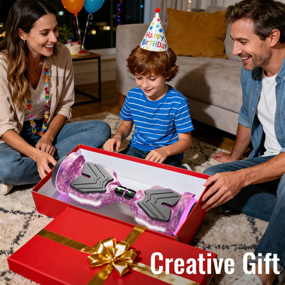 Commugo Electric Scooter All Terrain Self-Balancing Scooter with Bluetooth Speaker and LED Lights, 300W X 2 Hoverboard 7.5mph for kids adults