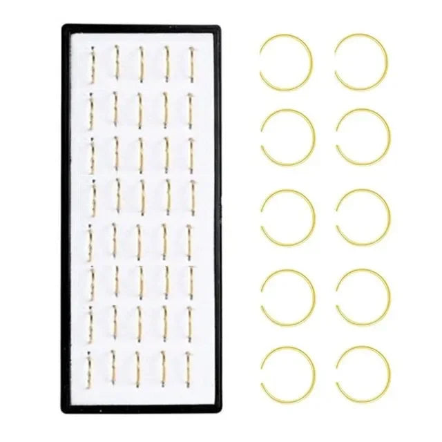 40/60pc Stainless Steel Straight L Nose Stud for Women Nose Ring Set