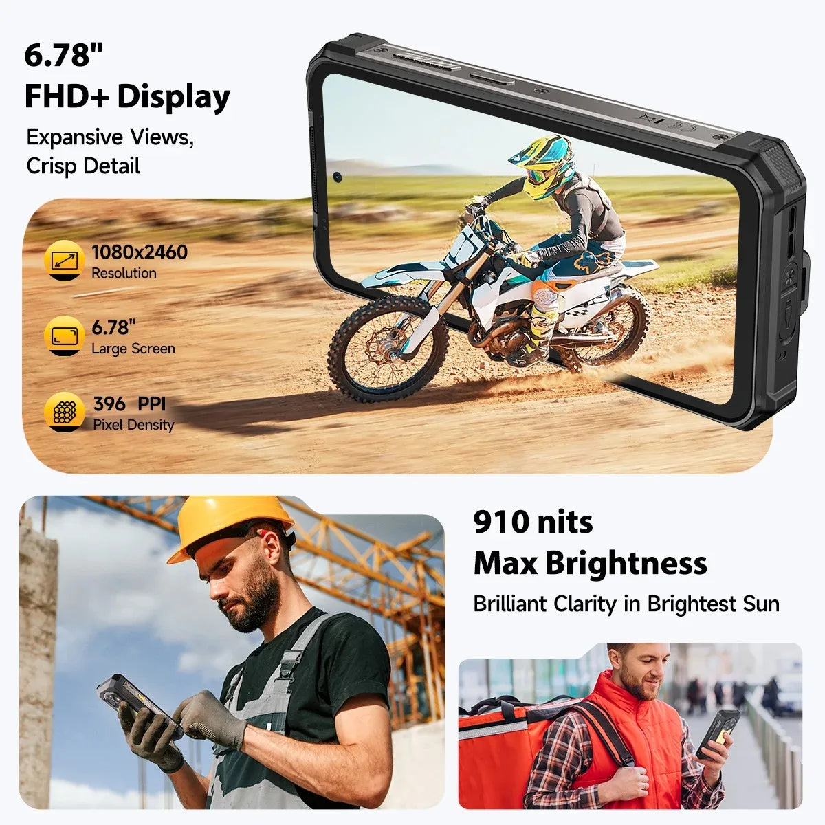 Ulefone RugKing 5 Pro Rugged Phone 20000mAh Android 16 16GB+256GB IP68 IP69K Waterproof 6.78" FHD+ Night Camera 4G SmartPhone