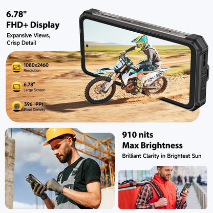 Ulefone RugKing 5 Pro Rugged Phone 20000mAh Android 16 16GB+256GB IP68 IP69K Waterproof 6.78" FHD+ Night Camera 4G SmartPhone