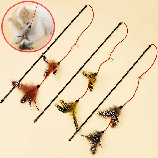 Cat Toy Feather Cats Sticks Cat Toys Interactive Double Feather Toys Cats Teasing Kitten Teaser Stick with Bell Toy Pet Products