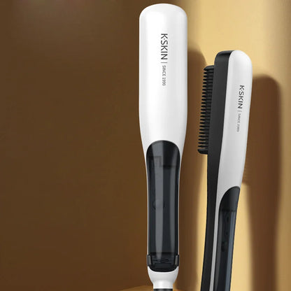Negative Ion Steam Hair Straightener Brush Styling Comb 2In1 Straightening Curler Fast Heating Ceramic Anti-scald Flat Steampod