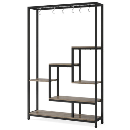 Tribesigns 5 Tiers Tall Indoor Plant Stand 70.9 inches Large Metal Plant Shelf with 10 PC S Hanging Hooks for Garden