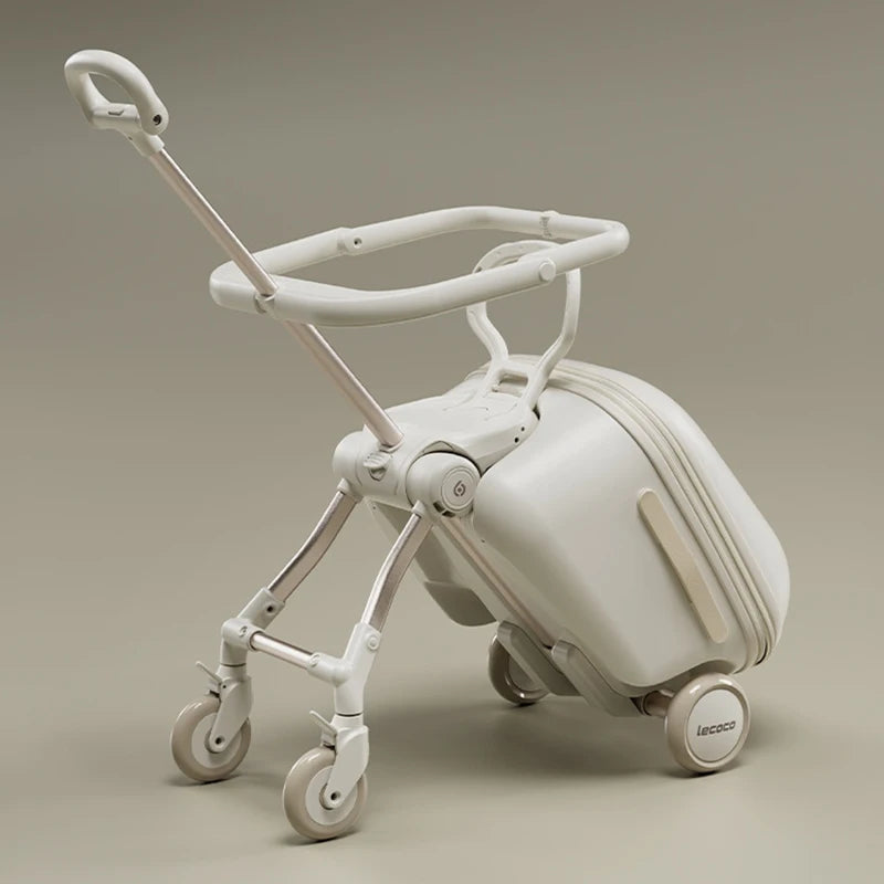 Children's 2-in-1 Detachable Travel Suitcase with Ride-On Luggage And Detachable Trolley - Can Sit 20 Inch Carrier Pushchair