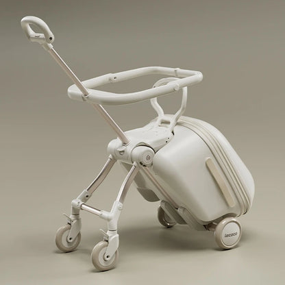 Children's 2-in-1 Detachable Travel Suitcase with Ride-On Luggage And Detachable Trolley - Can Sit 20 Inch Carrier Pushchair