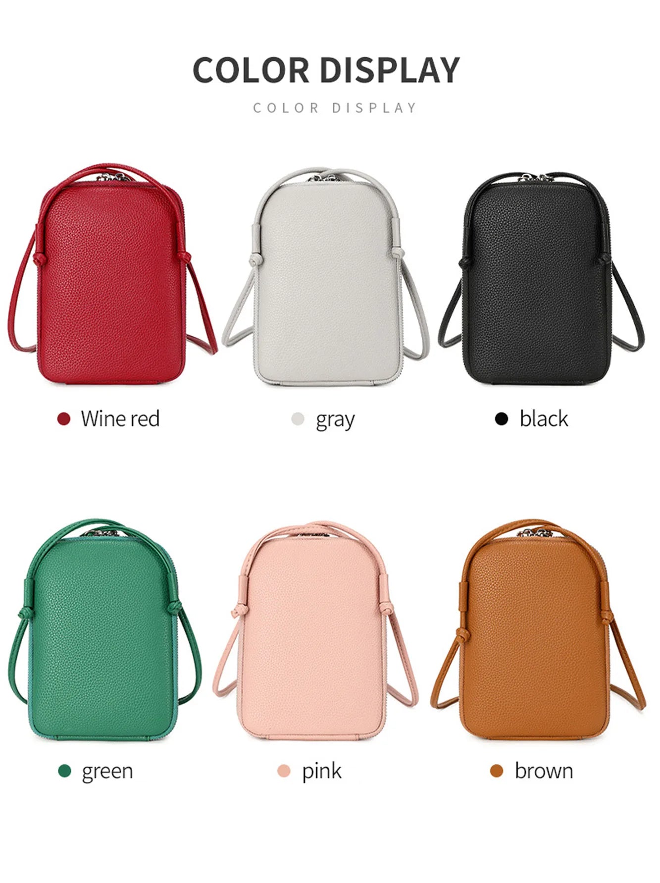 Classic solid color women's crossbody bag high-quality PU leather shoulder bag fashionableluxury large capacity mobile phone bag
