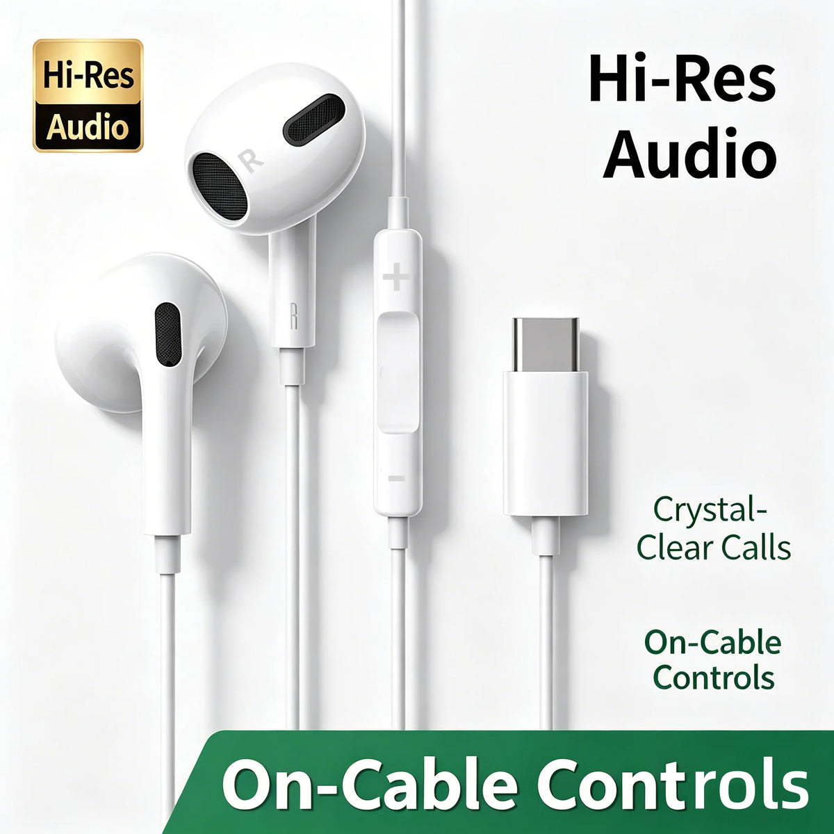 Gen4 Earphones Wired Small Talk Type C 3.5mm HeadEarsets Noise Cancelling Bass Earbuds In Ear Control Mic Earpiece Android Phone