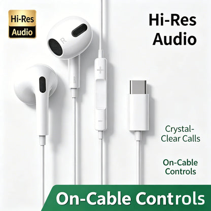 Gen4 Earphones Wired Small Talk Type C 3.5mm HeadEarsets Noise Cancelling Bass Earbuds In Ear Control Mic Earpiece Android Phone