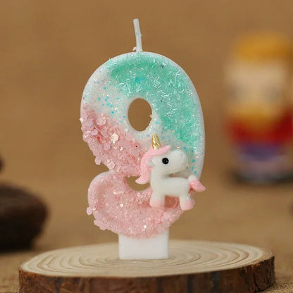 Birthday Candle 0-9 Number Birthday Party Cake Candle Pink Unicorn Birthday Candles for Cake Blue Children's Birthday Decor