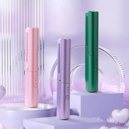 Mini Wireless Hair Straightener - Rechargeable, Negative Ion,Quick Heated, Multifunctional Hair Straightener Curler Styling Tool
