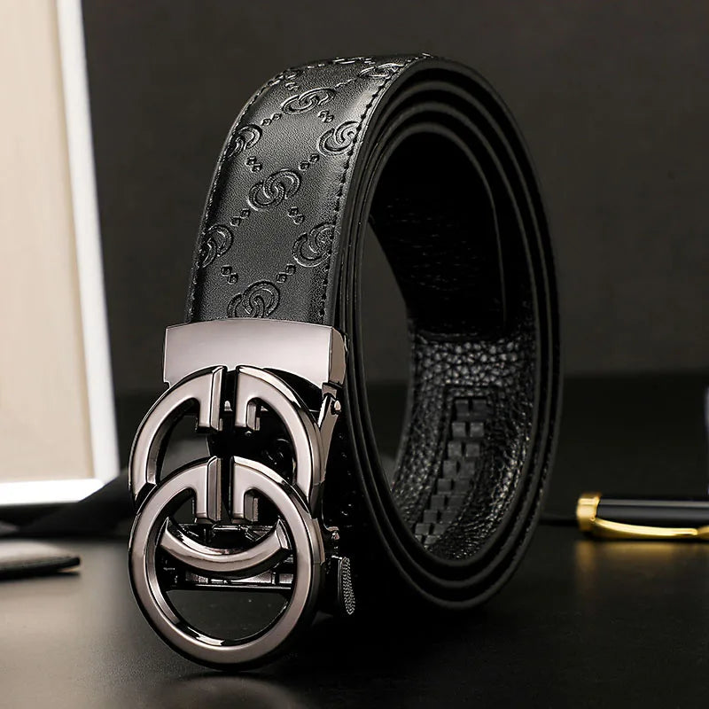 2024 New business Male Famous Style Metal Automatic Buckle Luxury Brand Women Belt Genuine Leather Belts for Men Strap jeans