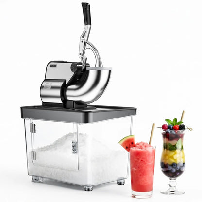 Commercial Ice Crusher Machine with 4 Blades, 2000RPM 750LBS/H Ice Shaver with 2LBS Hopper Capacity, 350W Stainless Steel Snow Cone Machine for Home Use, Bars, Cafes, Parties