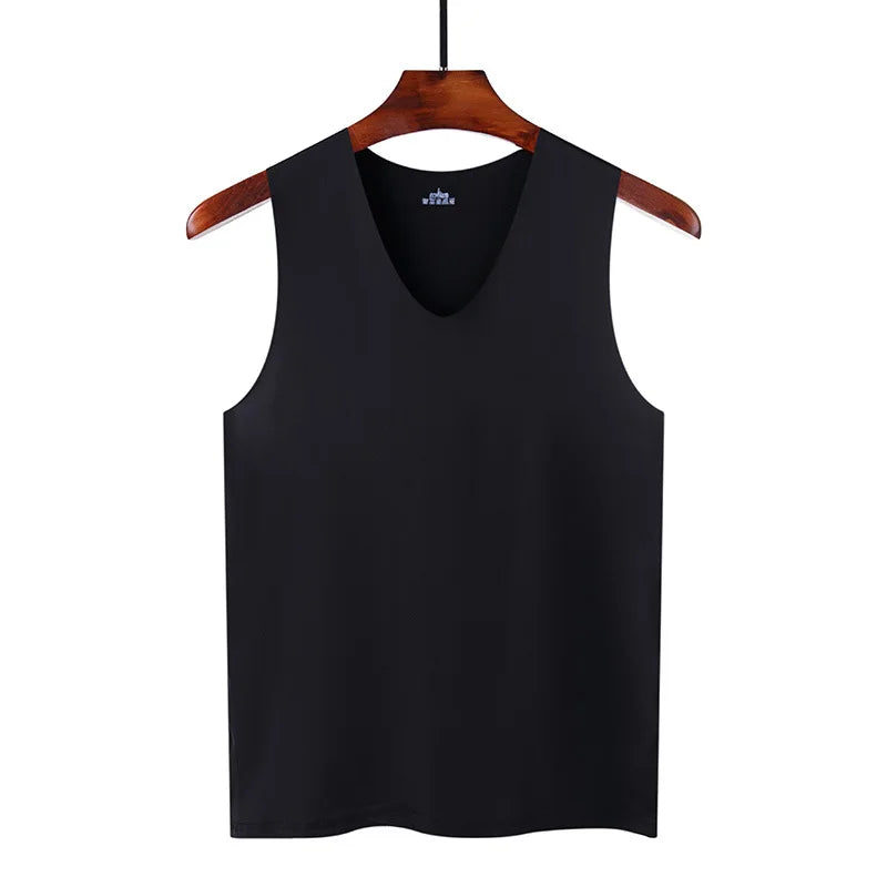 1pcs Summer Mens Vest Ice Silk Seamless Fitness Slim-fit Breathable Underwear Youth Sports Hurdle Sleeveless Undershirt Male Top