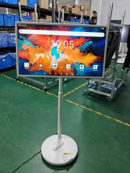 32 Inch Portable Smart Tv Full-color Rechargeable Touch Screen Monitor on Wheels Interactive Lcd Display for Home/Camping/Office